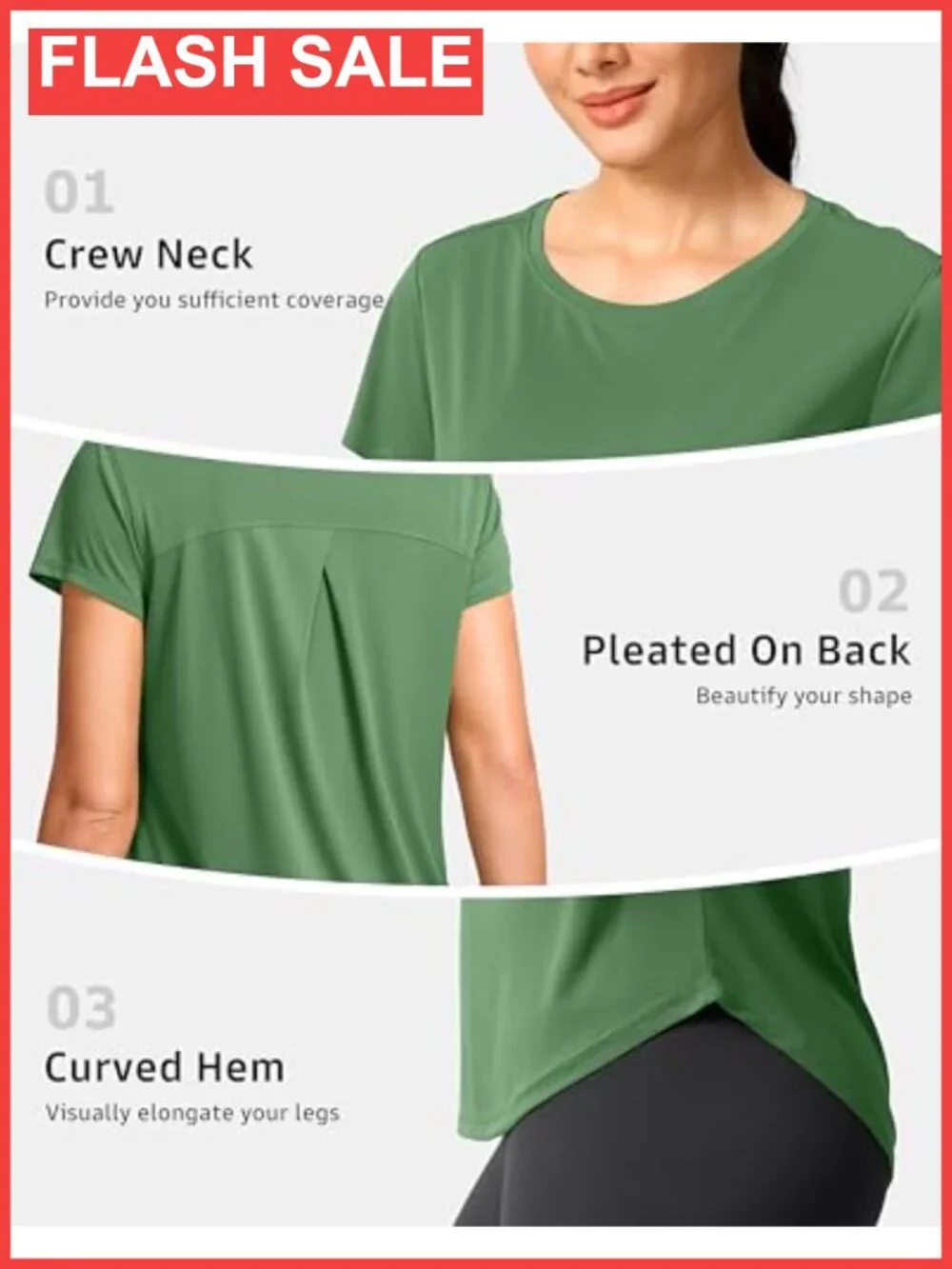 Women's Quick Dry Athletic Workout T-Shirt UPF 50+ Crew Neck Short Sleeve